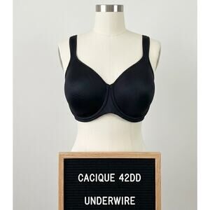 Cacique 42DD Bra Black Smooth Full Coverage Underwire Lane Bryant Support